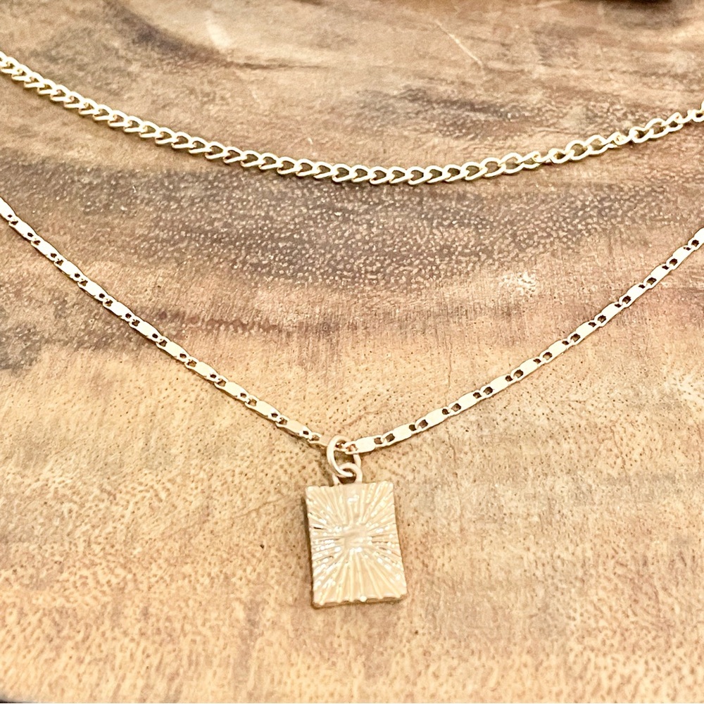 NWT Sonoma, gold earrings, and double layered necklace - Picture 6 of 6